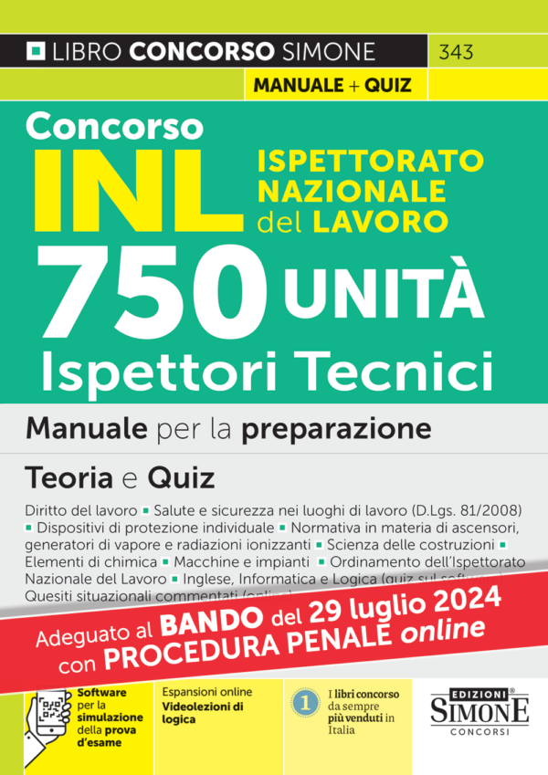 Concorso INL Ispettorato Nazionale Lavoro - 750 Ispettori Tecnici - Manuale - 343