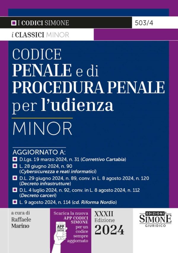 Codice Penale e di Procedura Penale per l'udienza Minor - 503/4