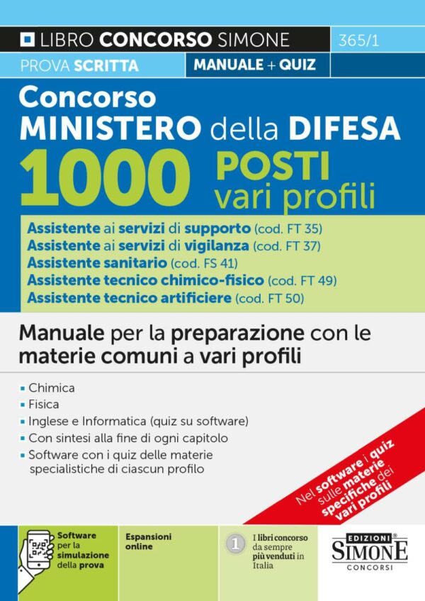 Concorso Ministero della Difesa 1000 Posti vari profili - Manuale - 365/1