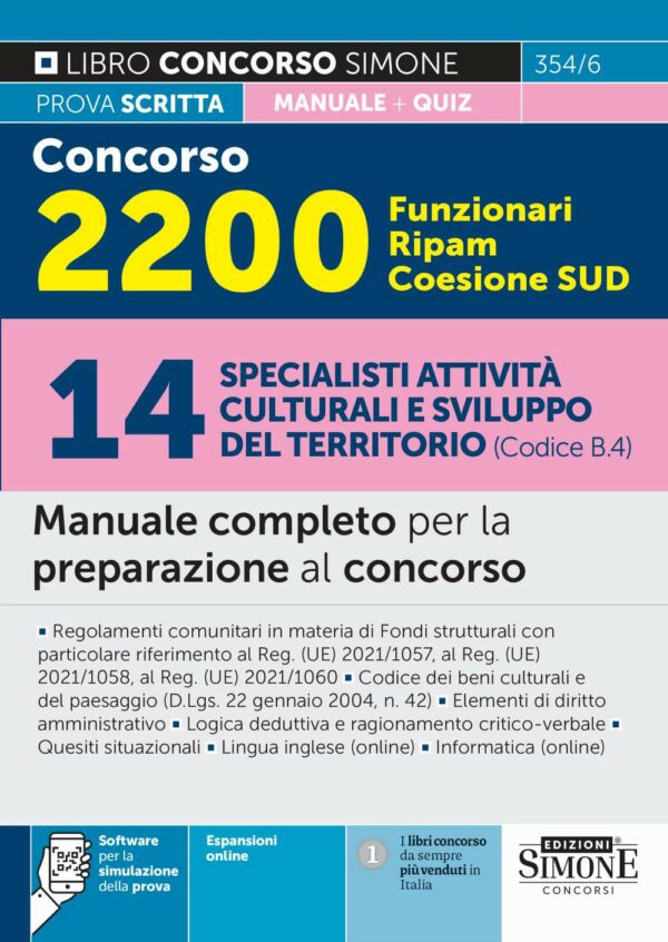 Concorso 2200 Funzionari Ripam Coesione SUD – 14 Specialisti attività culturali e sviluppo del territorio (Codice B.4) - Manuale - 354/6