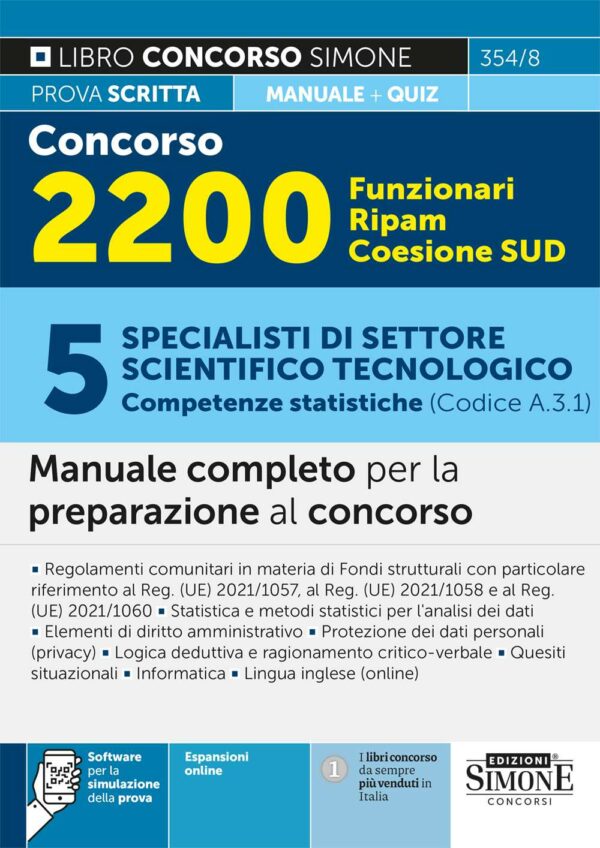 Concorso 2200 Funzionari Ripam Coesione SUD – 5 Specialisti di settore scientifico tecnologico (Competenze statistiche) (Codice A.3.1) - Manuale - 354/8