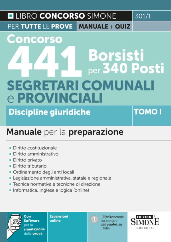 Concorso 441 Borsisti per 340 Posti Segretari Comunali e Provinciali - TOMO I Discipline giuridiche - Manuale - 301/1