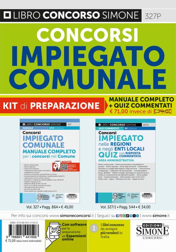 Concorsi Impiegato comunale - Kit di preparazione - (327 + 327/1)