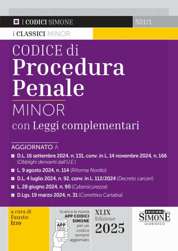 Codice di Procedura Penale Minor con Leggi complementari - 501/1