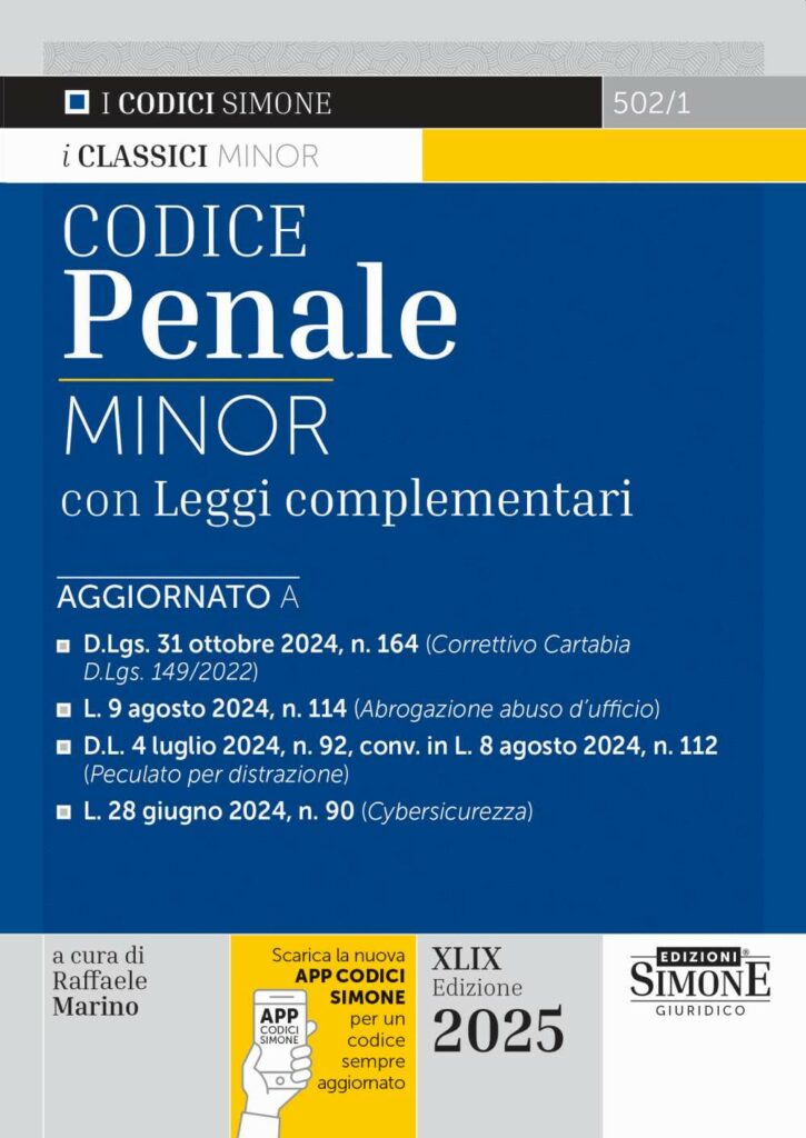 Codice Penale Minor con leggi complementari