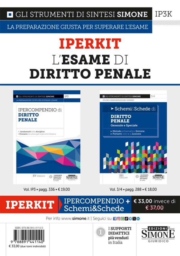 L'Esame di Diritto Penale - IPERKIT Ipercompendio + Schemi&Schede (IP3 + 3/4) - IP3K