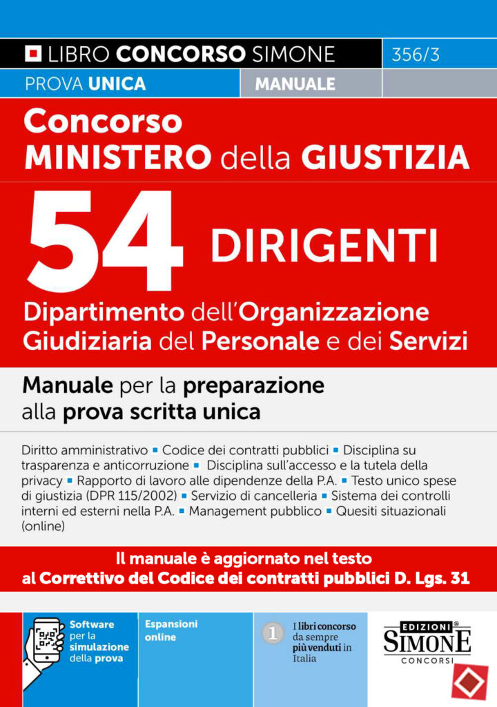 Concorso Ministero della Giustizia 2025 (Dipartimento dell'Organizzazione Giudiziaria del Personale e dei Servizi) - 54 Dirigenti - 356/3