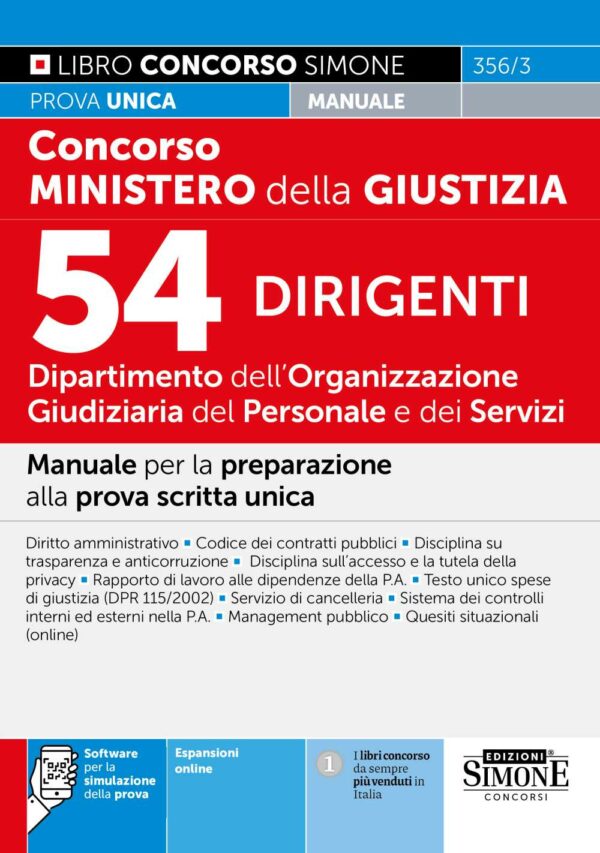 Concorso Ministero della Giustizia 2025 (Dipartimento dell'Organizzazione Giudiziaria del Personale e dei Servizi) - 54 Dirigenti - 356/3