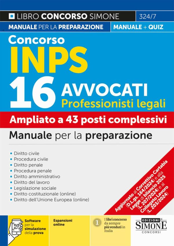 Concorso INPS 16 Avvocati - Professionisti legali - Manuale - 324/7