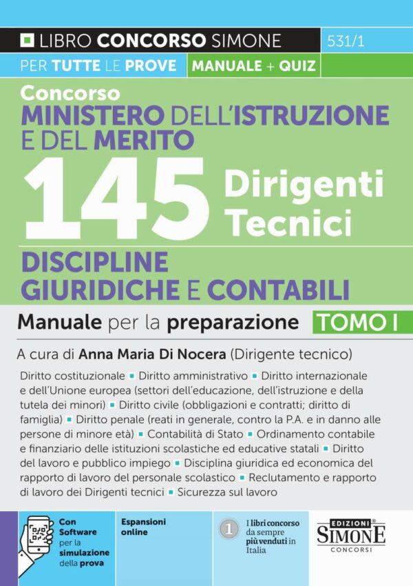 Concorso Ministero dell'istruzione e del merito - 145 Dirigenti Tecnici - Discipline giuridiche e contabili - Manuale - 531/1