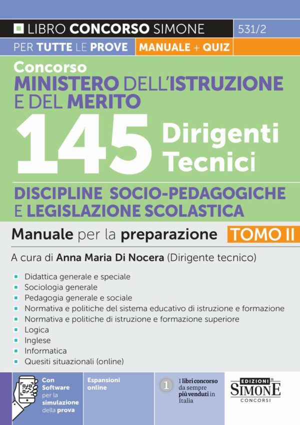 Concorso Ministero dell'istruzione e del merito - 145 Dirigenti tecnici - Discipline socio-pedagogiche e legislazione scolastica - Manuale - 531/2