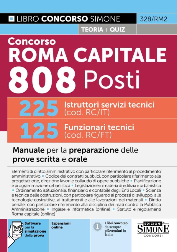 Manuale Concorso Roma Capitale 808 Posti 225 Istruttori servizi tecnici (cod. RC/IT) 125 Funzionari tecnici (cod. RC/FT)