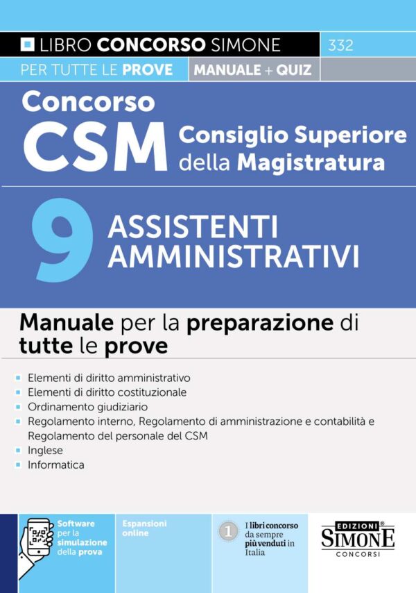 Concorso CSM Consiglio Superiore della Magistratura - 9 Assistenti amministrativi - Manuale - 332