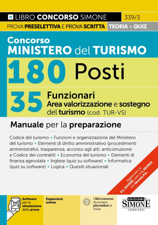Manuale Concorso Ministero del Turismo 180 Posti - 35 Funzionari Area Valorizzazione e sostegni del turismo (cod. TUR-VS)