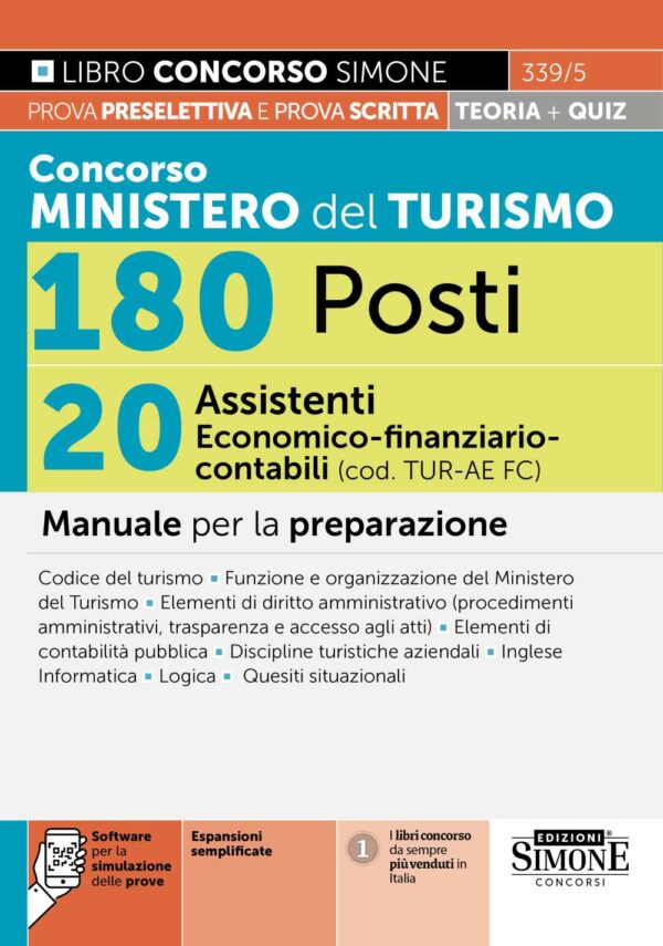 Concorso Ministero del Turismo 180 Posti - 20 Assistenti Economico-finanziario-contabile (cod. TUR-AE FC) - Manuale per la preparazione - 339/5