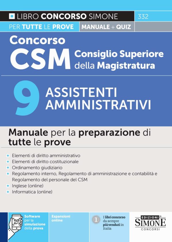 Concorso CSM Consiglio Superiore della Magistratura - 9 Assistenti amministrativi - Manuale - 332