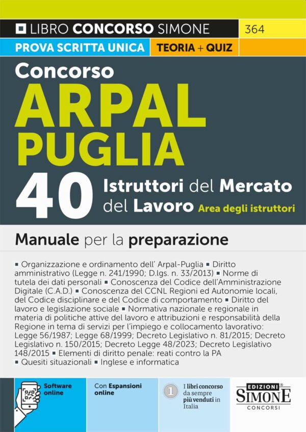 Concorso Arpal Puglia 40 Istruttori del Mercato del Lavoro - Area degli istruttori - Manuale - 364
