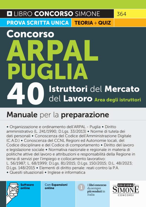 Concorso Arpal Puglia 40 Istruttori del Mercato del Lavoro - Area degli istruttori - Manuale - 364
