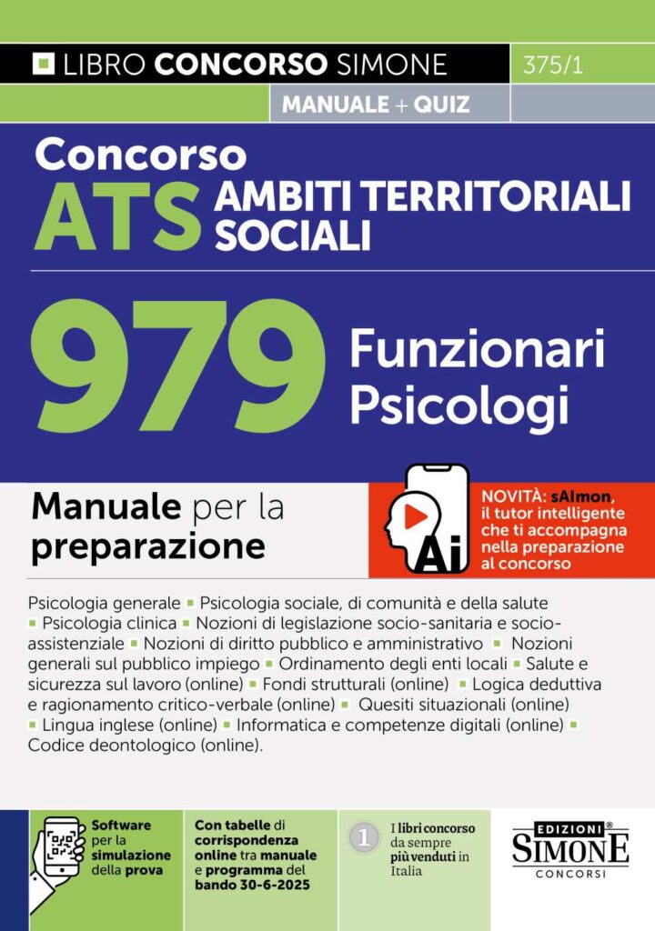 Concorso ATS Ambiti Territoriali Sociali 979 Funzionari Psicologi - Manuale - 375/1