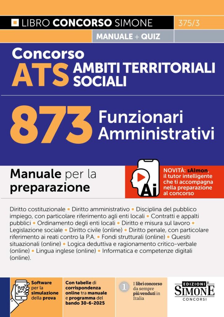 Concorso ATS Ambiti Territoriali Sociali 873 Funzionari Amministrativi - Manuale - 375/3