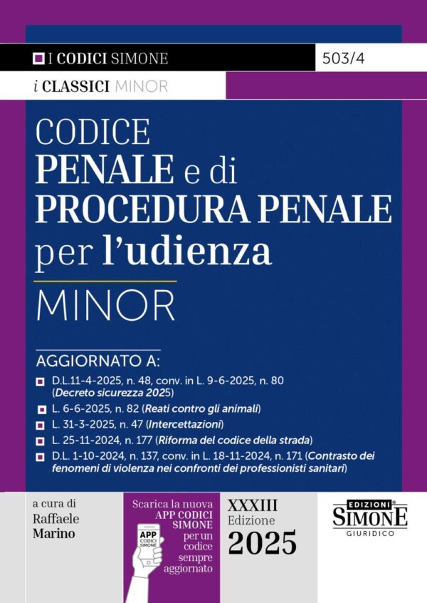 Codice Penale e di Procedura Penale per l'udienza Minor - 503/4