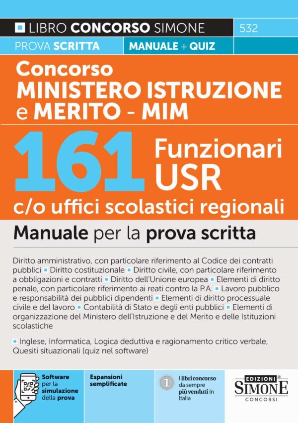Concorso Ministero Istruzione – 161 Funzionari USR c/o Uffici scolastici regionali – Manuale - 532