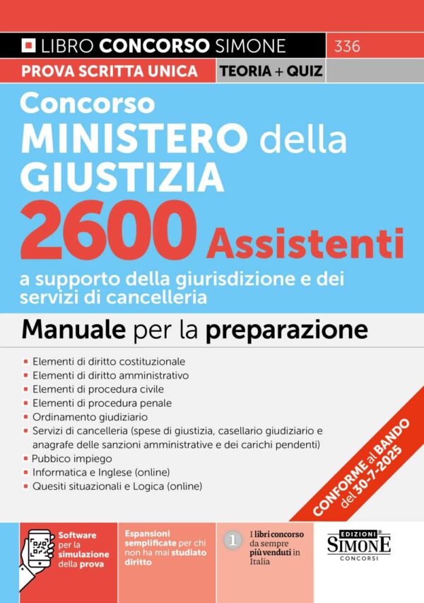 Manuale Concorso Ministero della Giustizia 2600 Assistenti diplomati