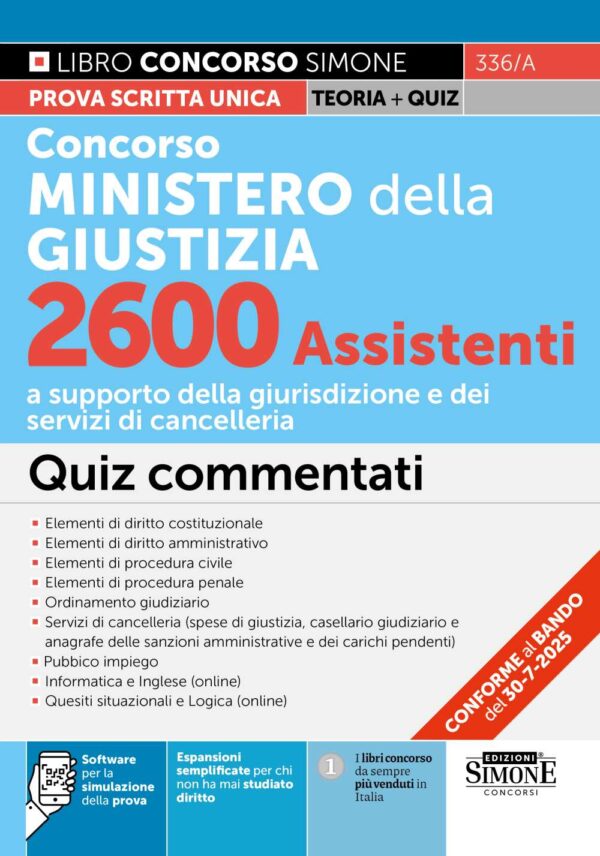 Concorso Ministero della Giustizia 2600 Assistenti - Quiz commentati - 336/A