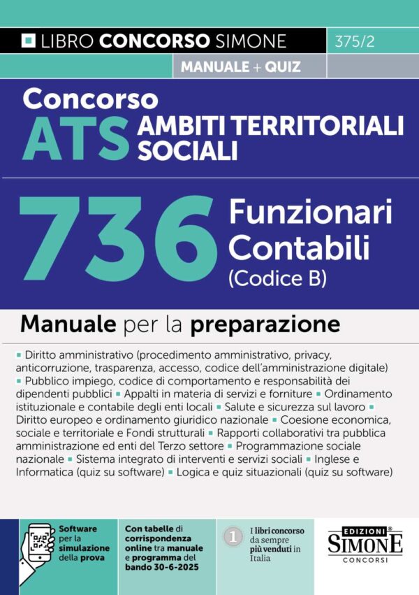 Concorso ATS Ambiti Territoriali Sociali 736 Funzionari Contabili (Codice B) - Manuale per la preparazione - 375/2
