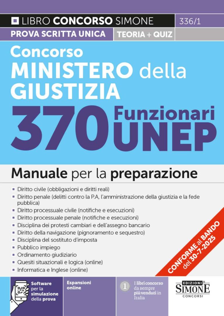 Manuale Concorso Ministero Della Giustizia 370 Funzionari UNEP 