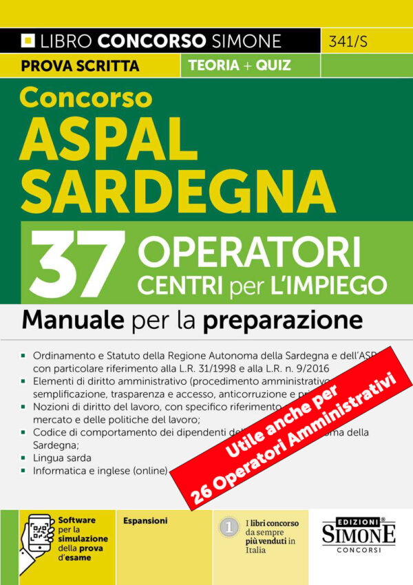 Concorso ASPAL Sardegna - 37 Operatori CPI Centri per l'impiego - Manuale - 341/S