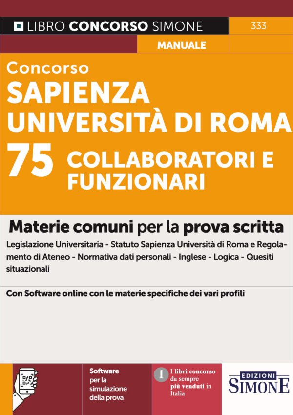 Concorso Sapienza Università di Roma 75 Collaboratori e Funzionari - Materie - 333