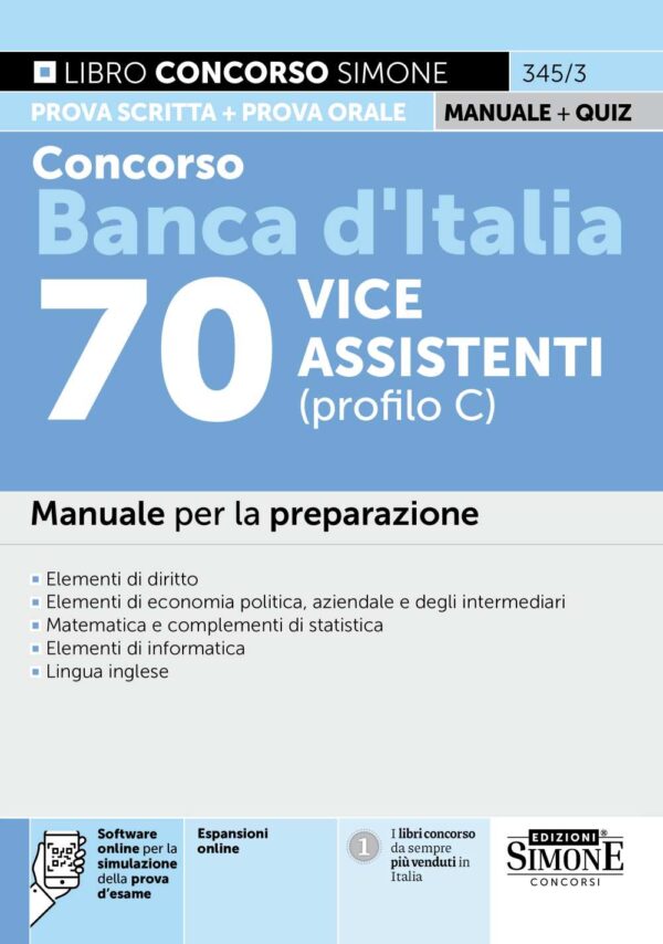 Concorso Banca d'Italia 70 Vice Assistenti (profilo C) - Manuale - 345/3