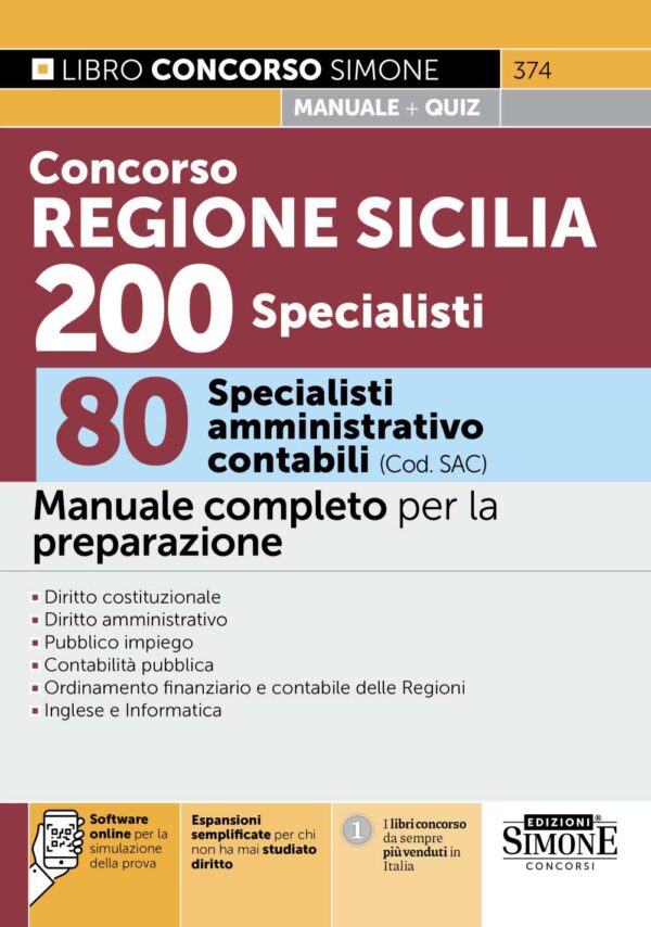 Concorso Regione Siciliana 200 Specialisti - 80 Specialisti amministrativo contabili (cod. SAC) - Manuale - 374