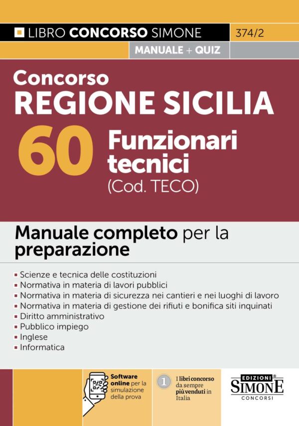 Concorso Regione Siciliana 60 Funzionari tecnici (cod. TE CO) - Manuale - 374/2