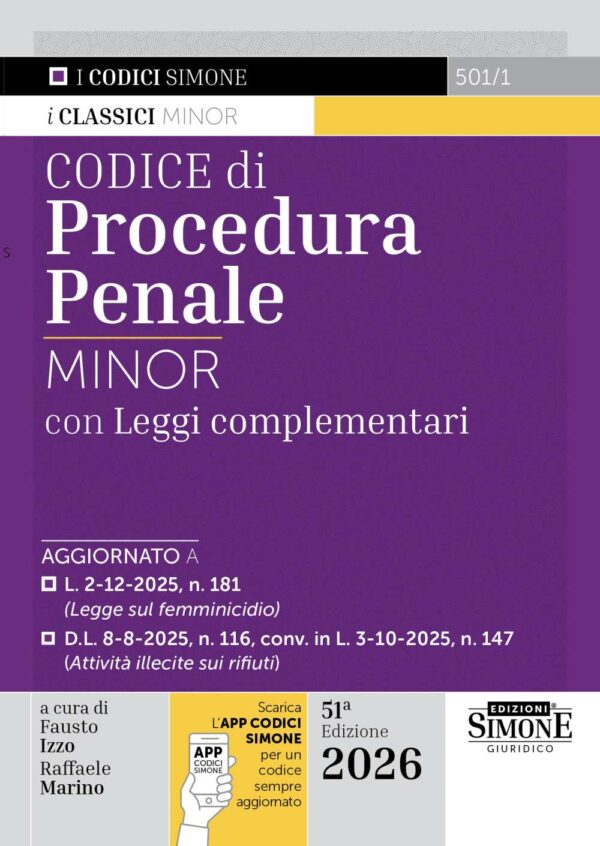 Codice di Procedura Penale Minor con Leggi complementari - 501/1