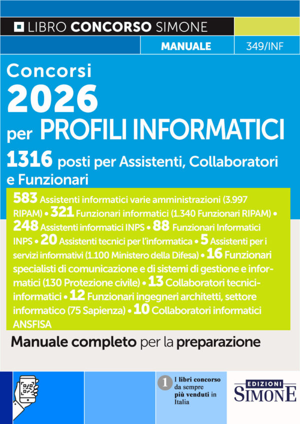 Concorsi 2026 per PROFILI INFORMATICI - 1316 Posti da Assistenti, Collaboratori e Funzionari - 349/I