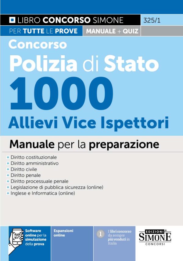 Concorso Polizia di Stato 1000 Allievi Vice Ispettori - Manuale - 325/1