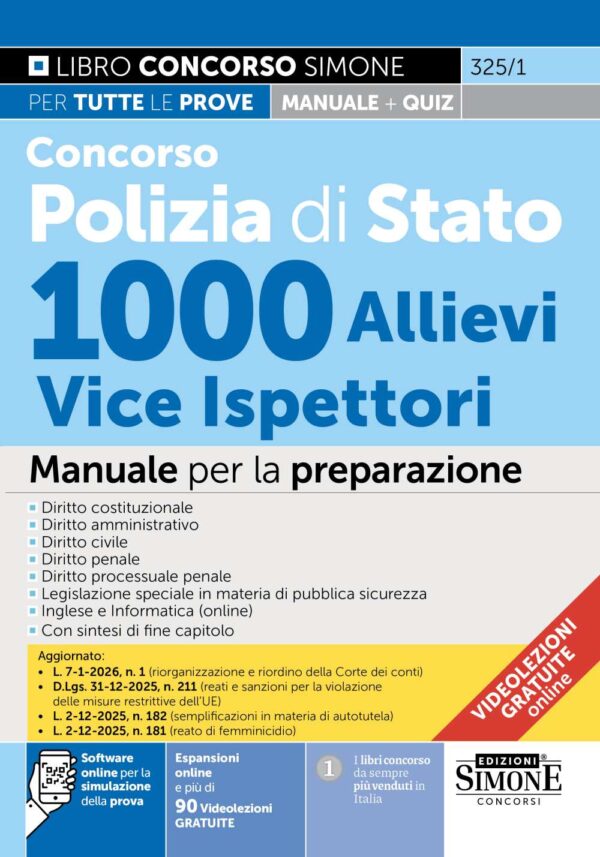 Concorso Polizia di Stato 1000 Allievi Vice Ispettori – Manuale per la preparazione