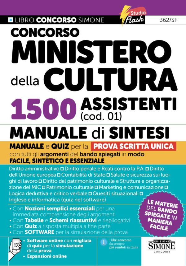 Concorso Ministero della Cultura 1500 Assistenti (cod. 01) - Manuale di sinteti - 362/SF