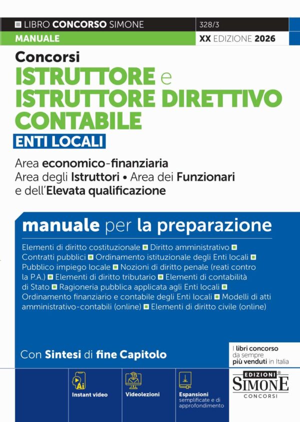 Concorsi Istruttore e Istruttore Direttivo Contabile Enti Locali - Manuale - 328/3