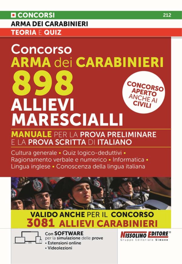 Manuale Concorso Arma dei Carabinieri 898 Allievi Marescialli