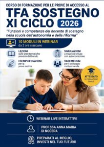 Corso di formazione TFA sostegno XI Ciclo 2026 con anna maria di nocera