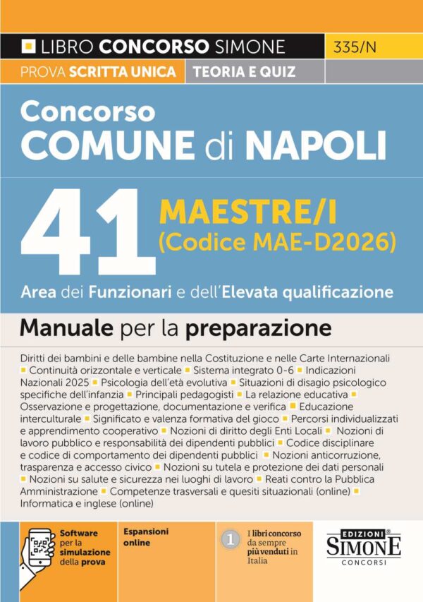 Concorso Comune di Napoli 41 Maestre/i (Codice MAE-D2026) - Manuale - 335/N