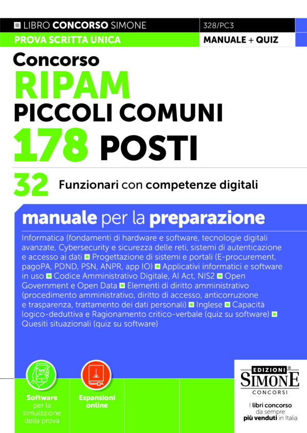 Concorso RIPAM Piccoli Comuni 178 posti - 36 Funzionari con competenze giuridiche - Manuale - 328/PC1