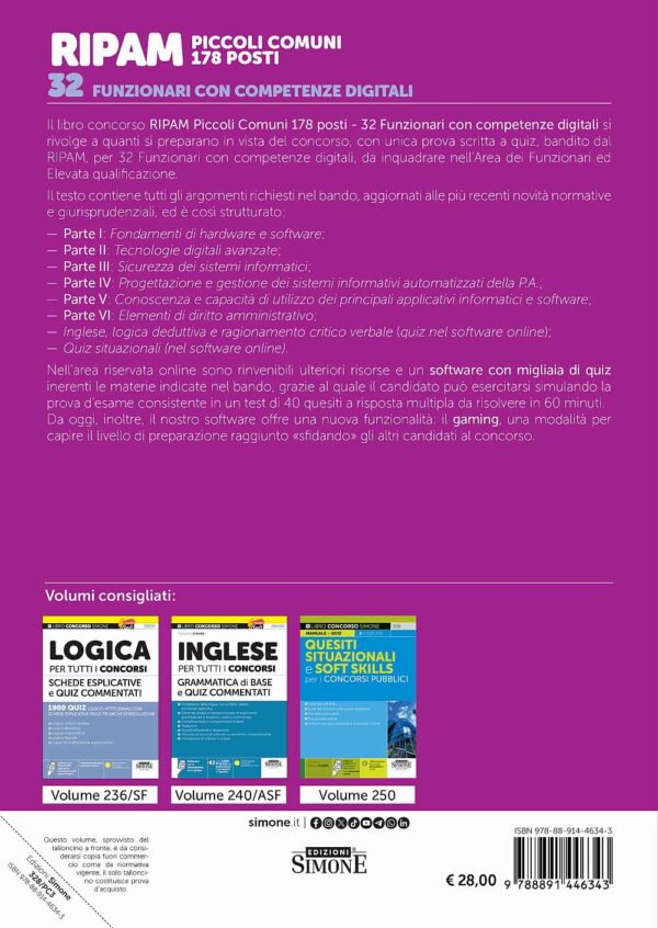 Concorso RIPAM Piccoli Comuni 178 posti - 32 Funzionari con competenze digitali - Manuale - 328/PC3