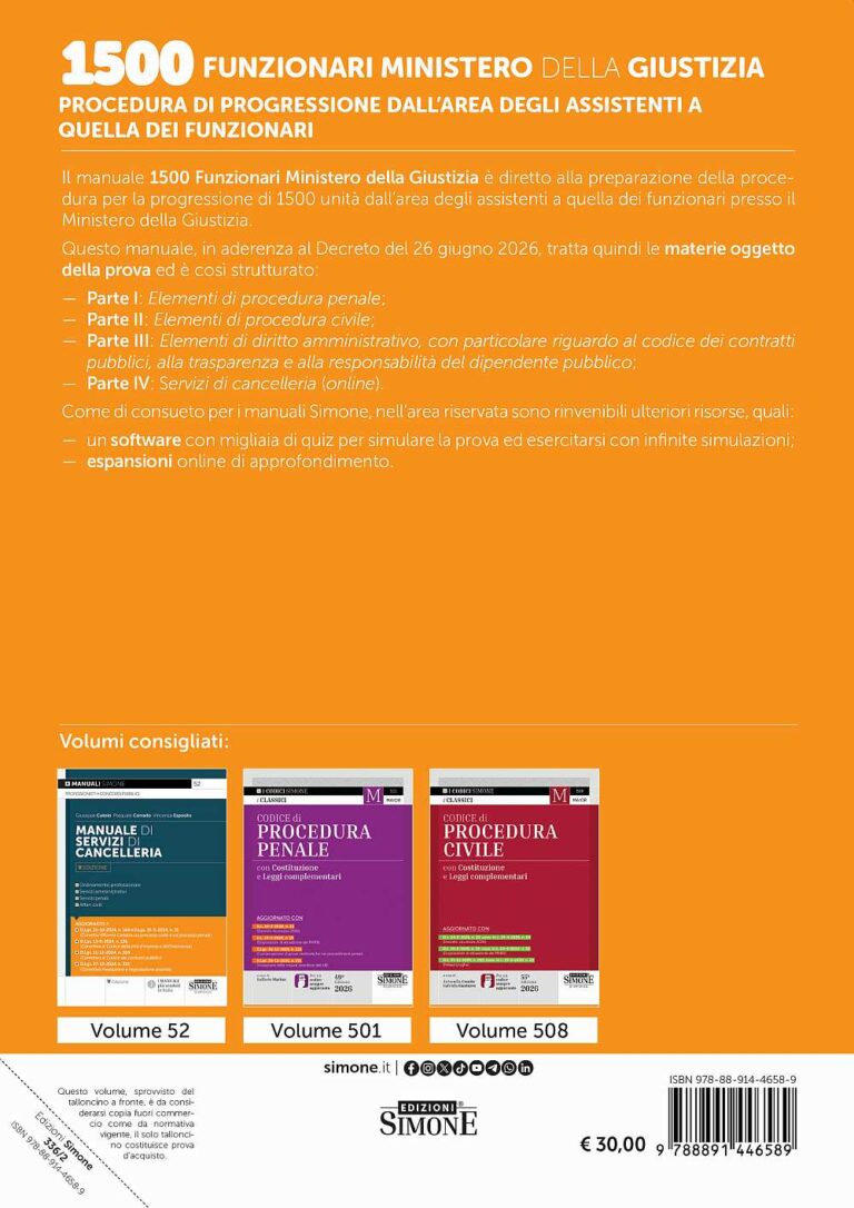 Manuale Concorso Interno 1500 Funzionari Ministero Della Giustizia 