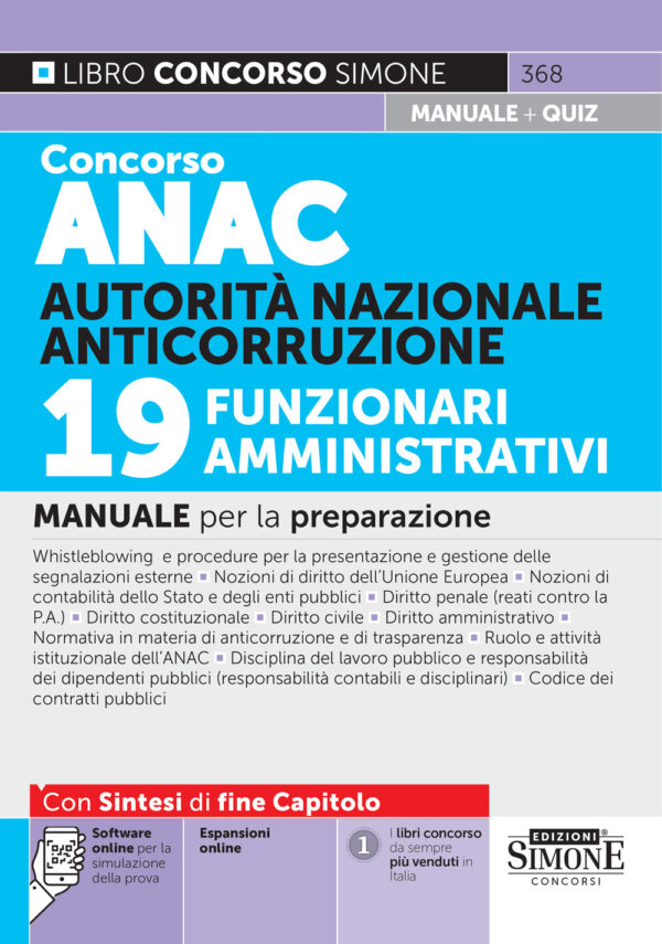 Manuale concorso ANAC 19 funzionari amministrativi 2026