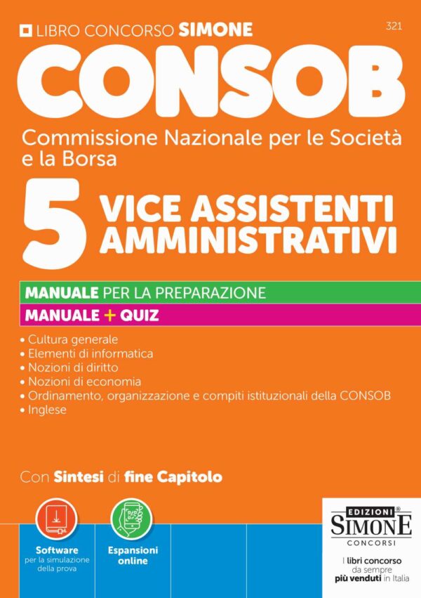 CONSOB Commissione Nazionale per le Società e la Borsa - 5 Vice Assistenti Amministrativi - Manuale