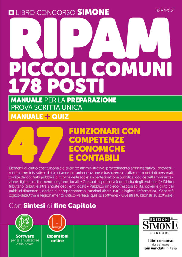 Concorso RIPAM Piccoli Comuni 178 posti - 47 Funzionari con competenze economiche e contabili - Manuale